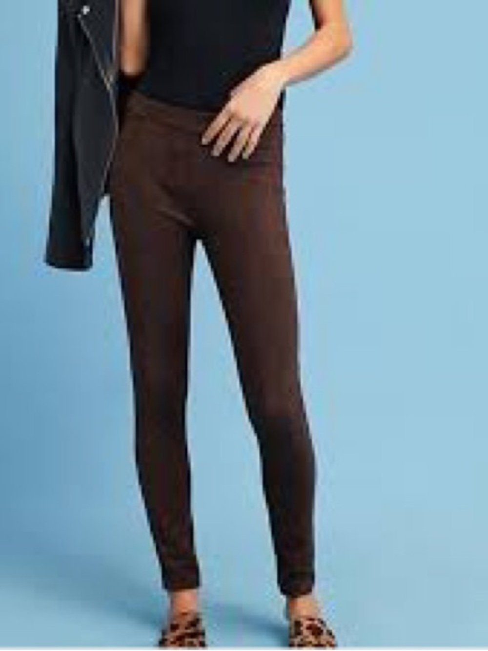 sanctuary faux suede Slim Fit Pull-On Pants in Dark Brown